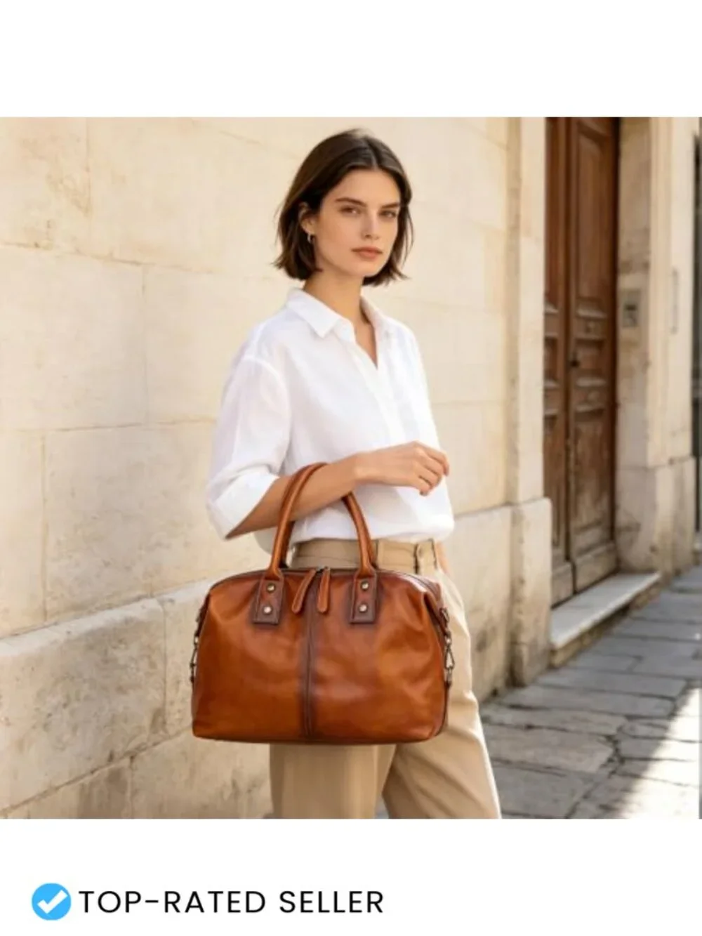 Genuine Leather Satchel Tote Handbag Crossbody Vintage Doctor